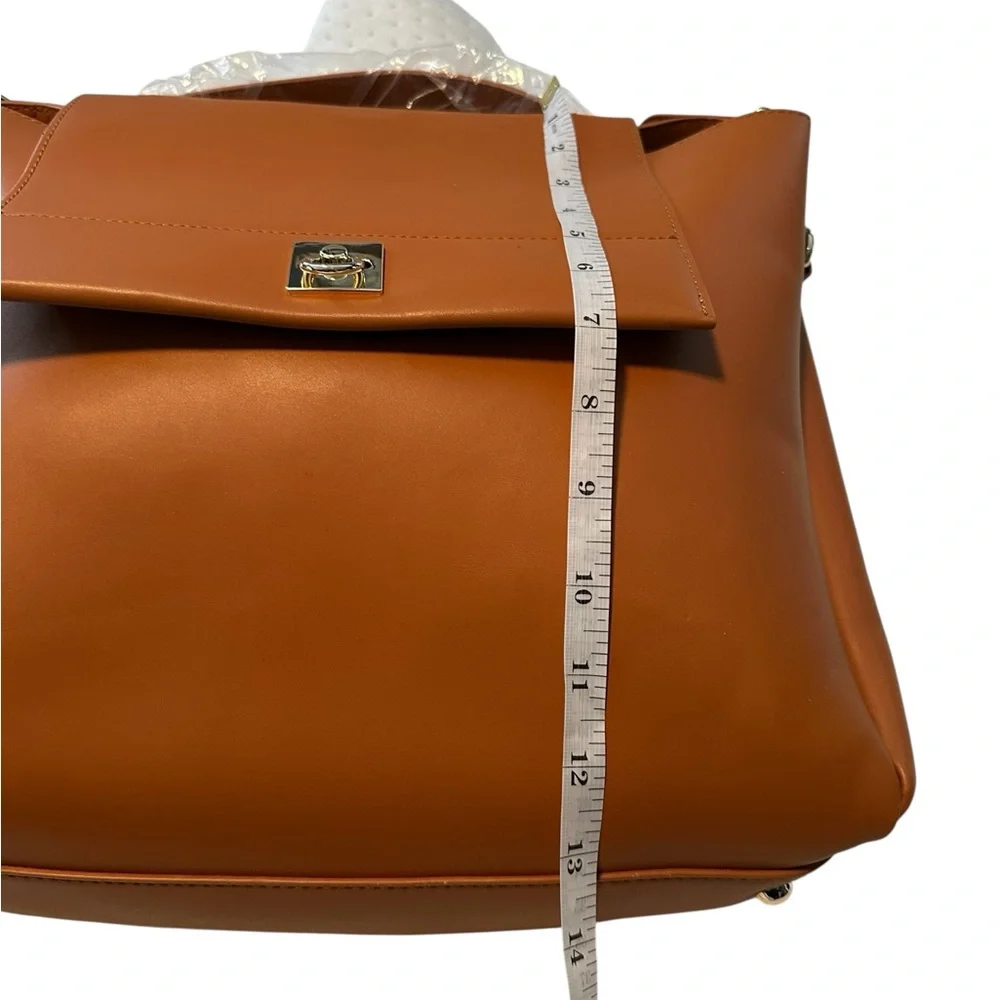 GlitzyGirlz Boutique Mercer Top Flap Camel Handbag with Crossbody Strap NWT